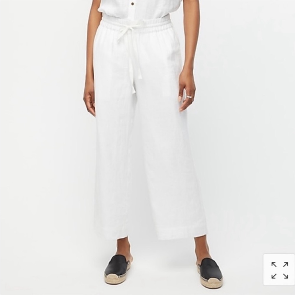 J.Crew - White Linen Wide-Leg Seaside Pant in Linen